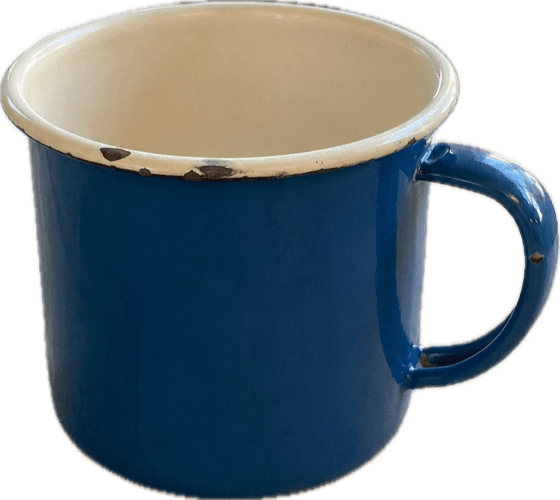 An enamel mug